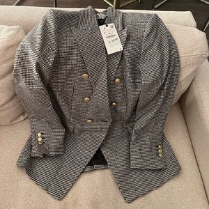 Zara black and white houndstooth blazer